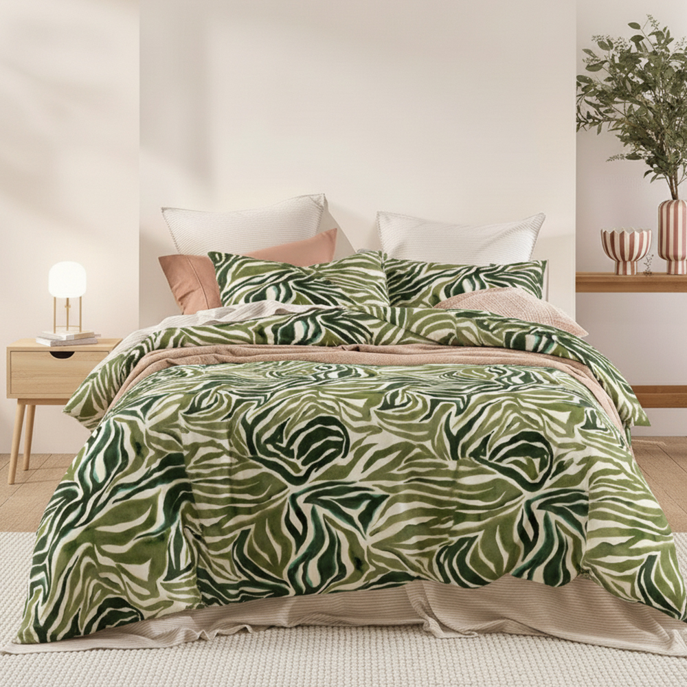 Green Leaf Prints Pure Microfiber Cotton Printed Duvet Cover Quilt Cover Set Bedding set