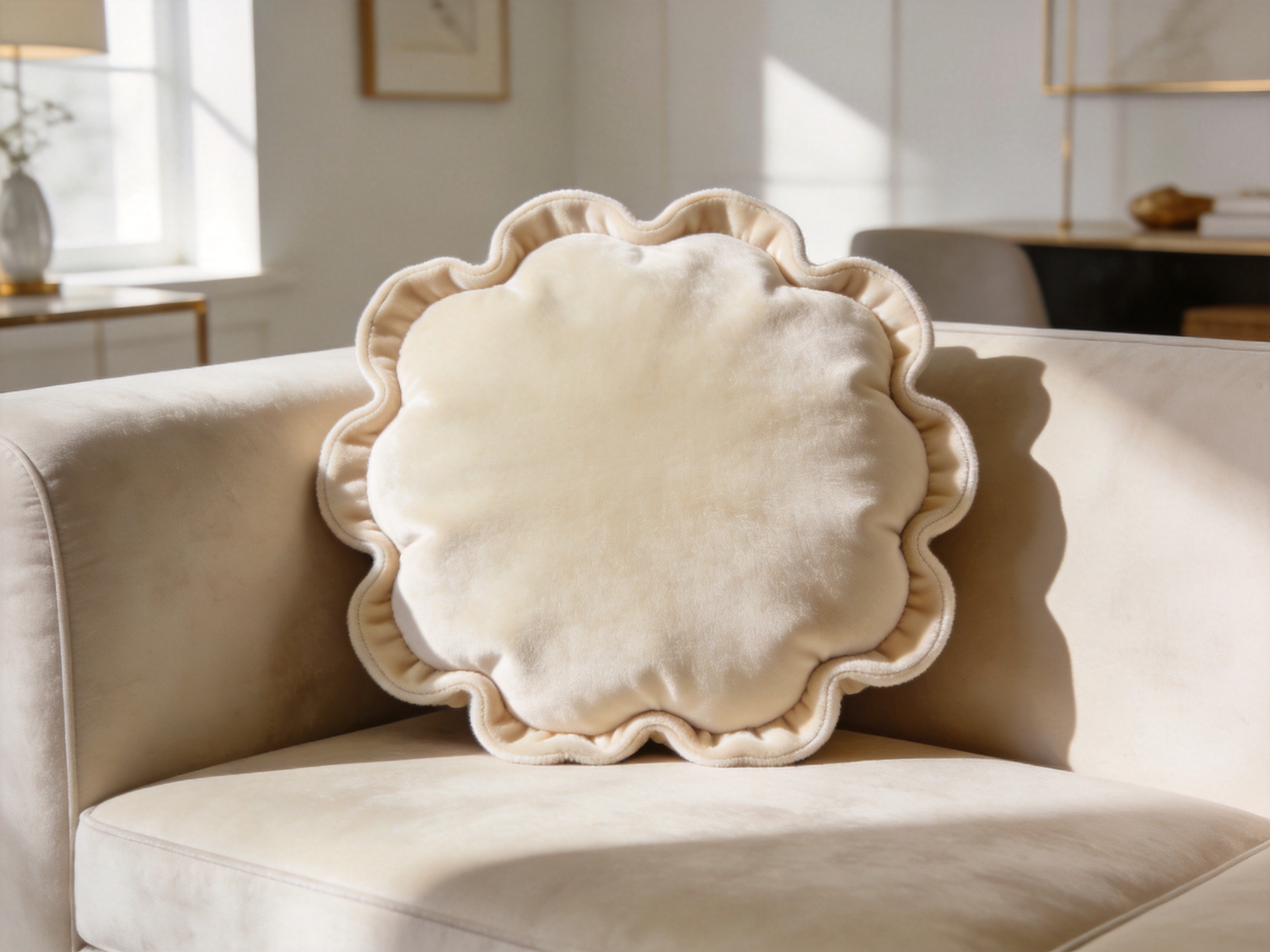 Scalloped Cushion Deco Pillow: Soft Microfiber Comfort with Refined Decorative Detail