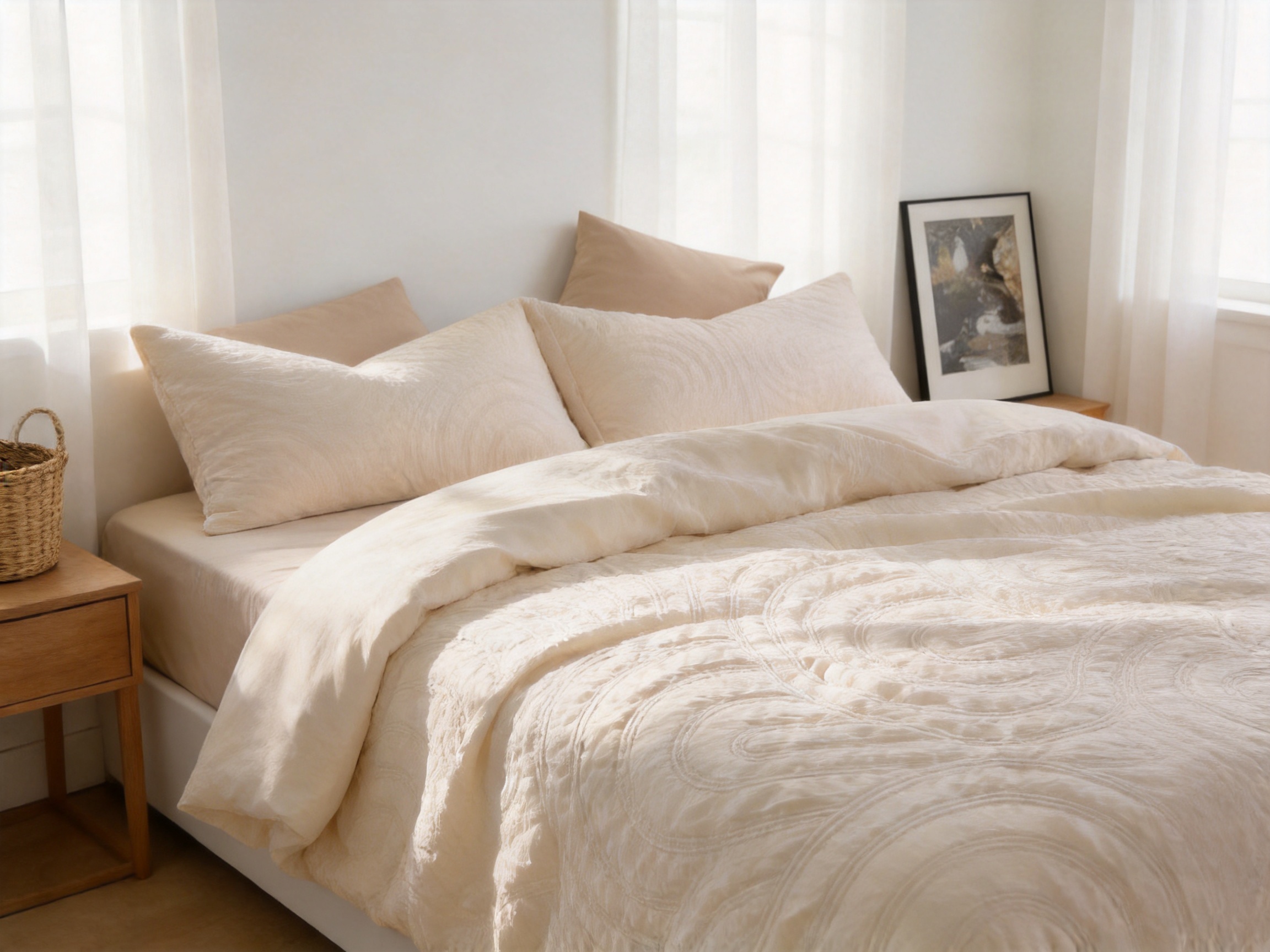 Textured Geometric Arc Embossed Crinkle Duvet Cover Set for Modern Bedrooms