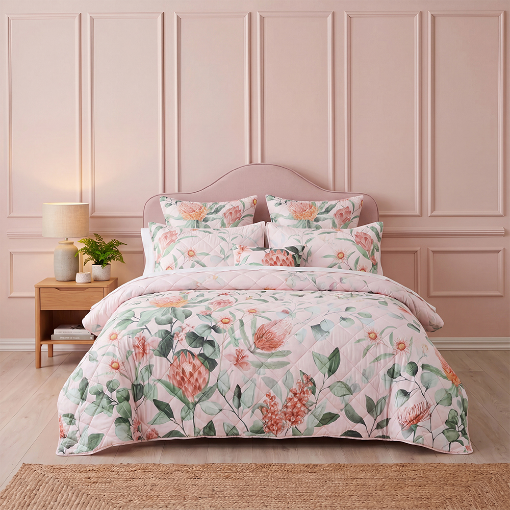 Cotton Blend Floral Striped Quilt Set Microfiber Bedspread Coverlet