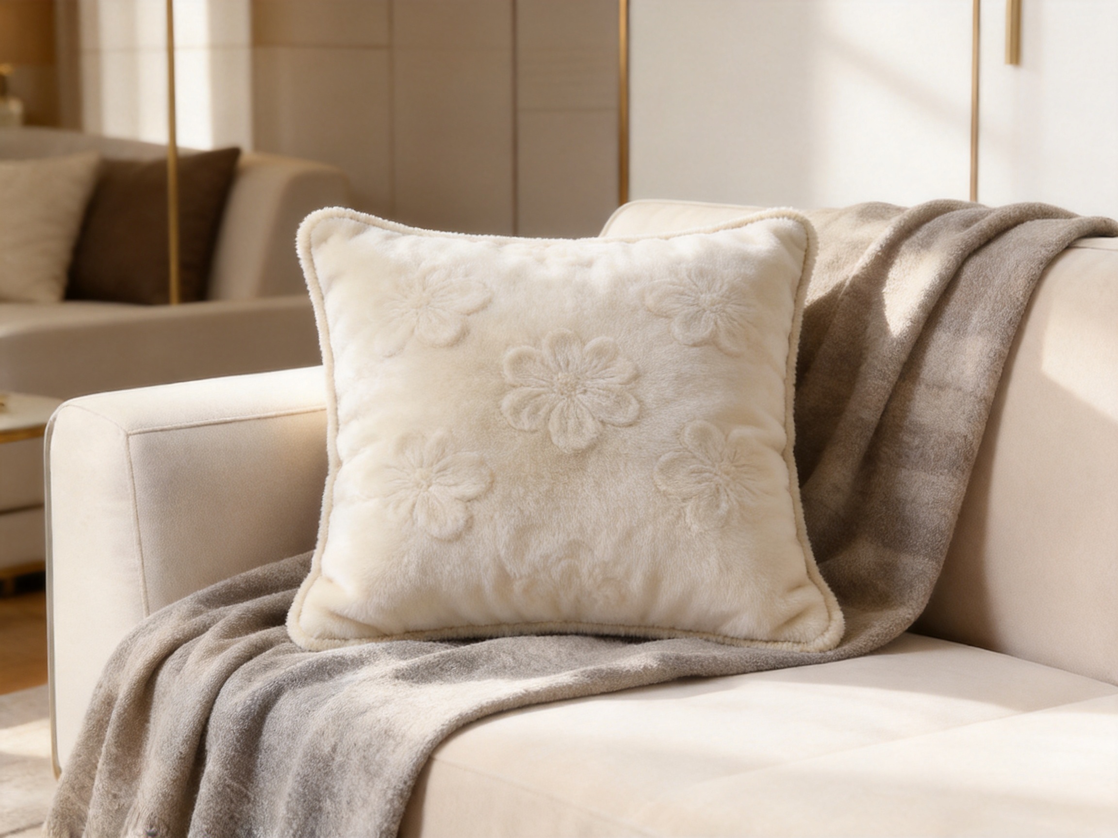 Luxury Chenille Textured Cushion Deco Pillow for Refined Home Comfort