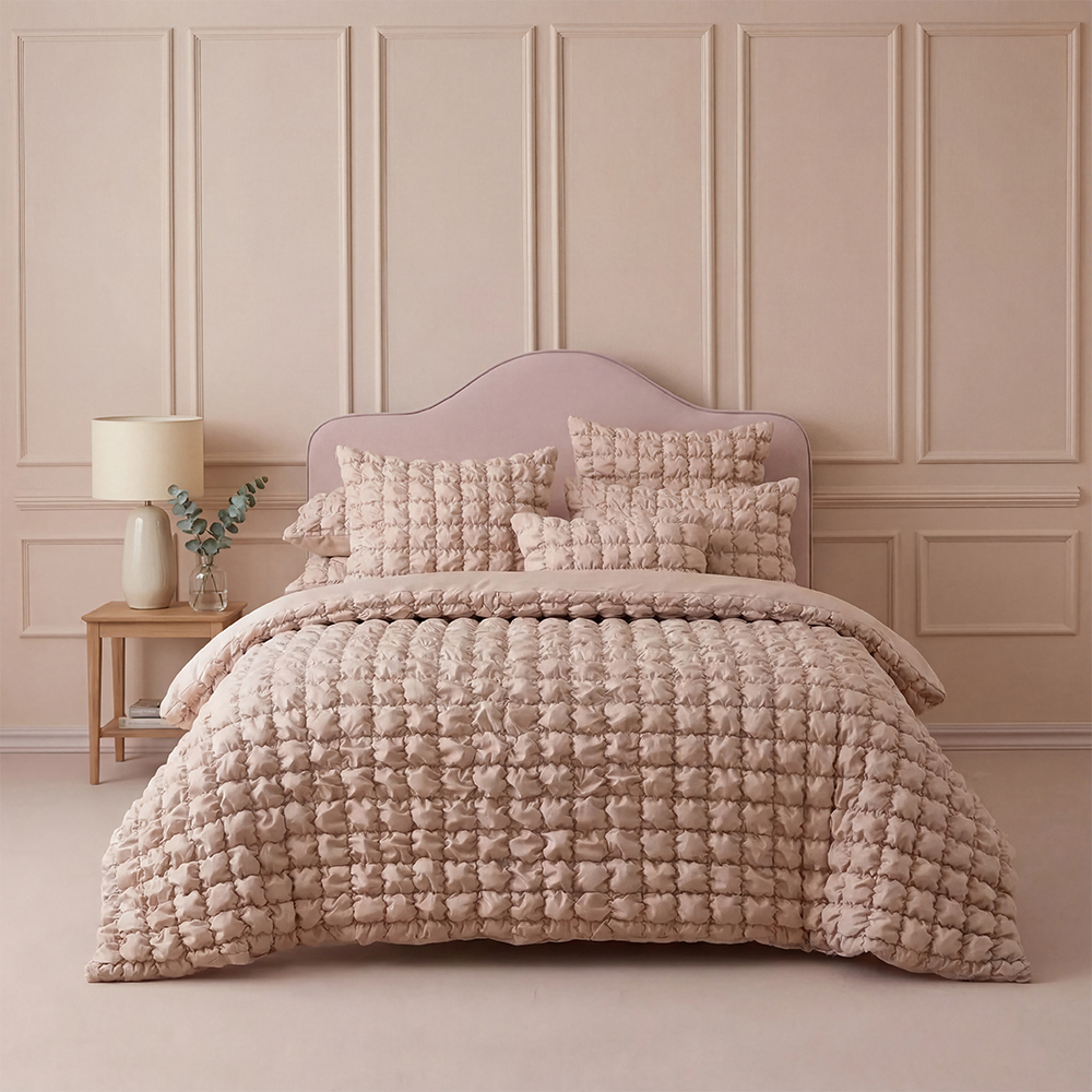 Pom Pom Check Comforter Set Modern Bedroom Set